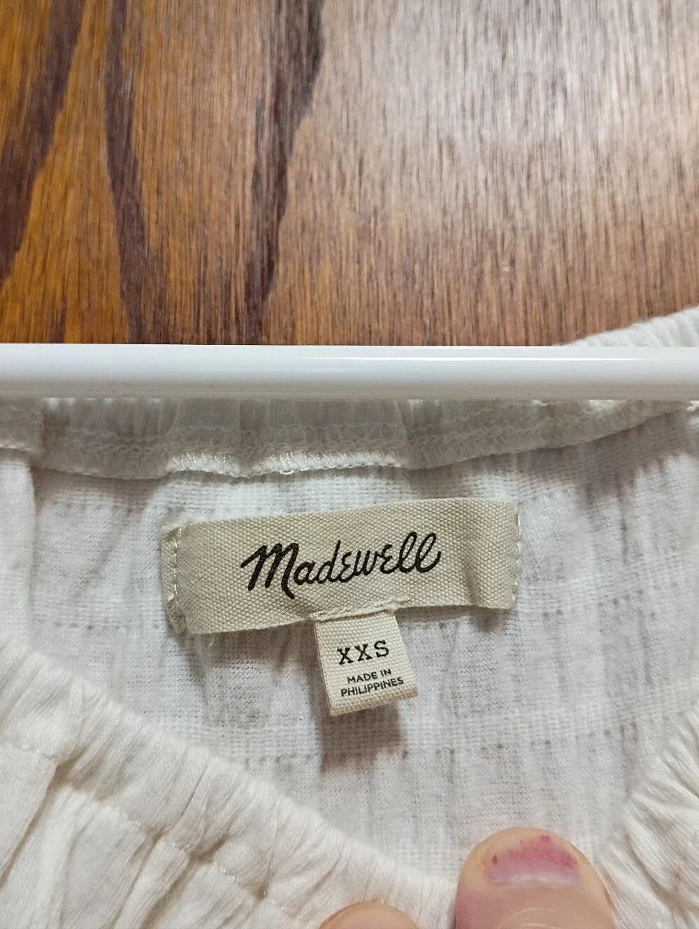 Madewell Cream Textured Peplum Short-Sleeve Top